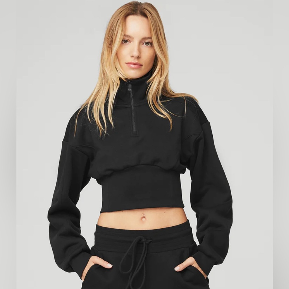 NWOT Alo Yoga Vixen Fleece 1/4 Zip Top Black Size XS